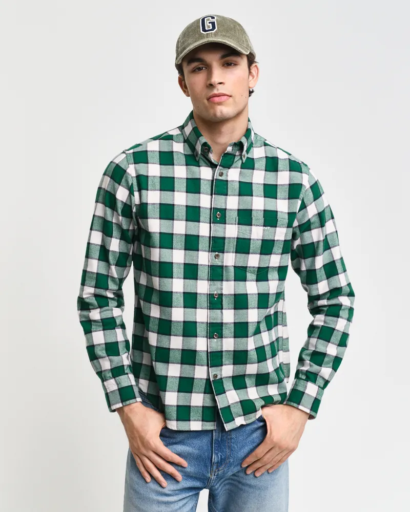 Gant Herren Regular Fit Herringbone Hemd mit Karomuster 