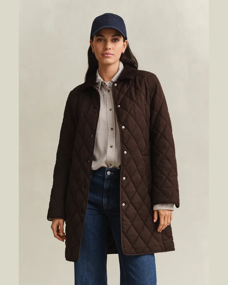 Gant Damen Taillierter Steppmantel DEEP Braun Deep