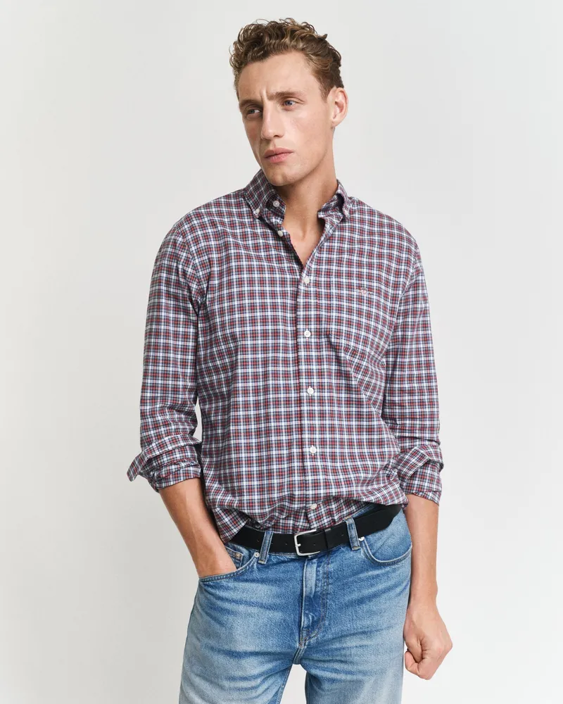 Gant Herren Regular Fit Classic Popeline Hemd mit Tartan-Muster 