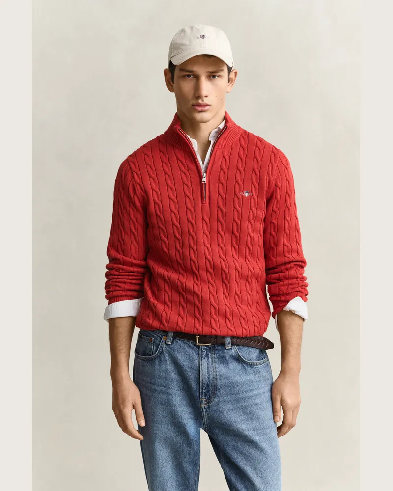 Gant Herren Zopfstrick Troyer aus Baumwolle MAPLE FIRE Maple