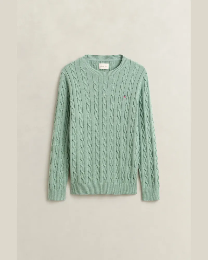Gant Herren Classic Zopfstrickpullover SOFT Grün MELANGE Soft