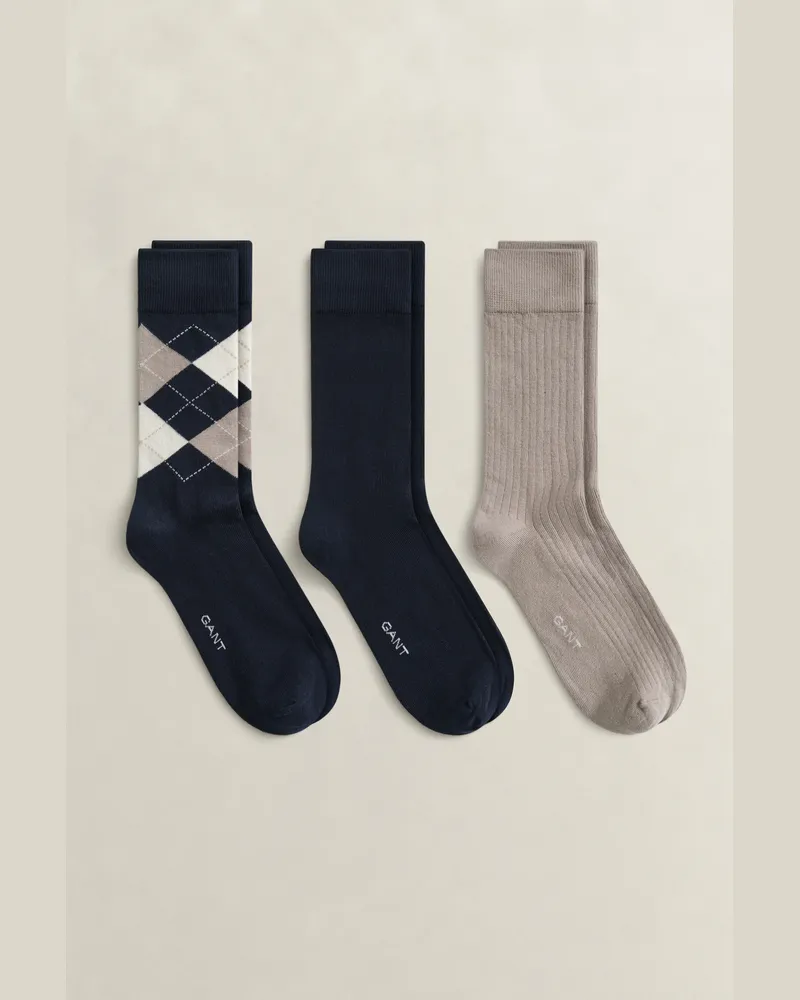 Gant Herren 3er-Pack Argyle Socken MARINE Marine