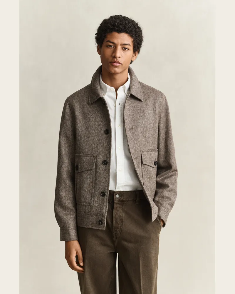 Gant Herren Wolljacke aus Melange-Garn FADED TAUPE Faded