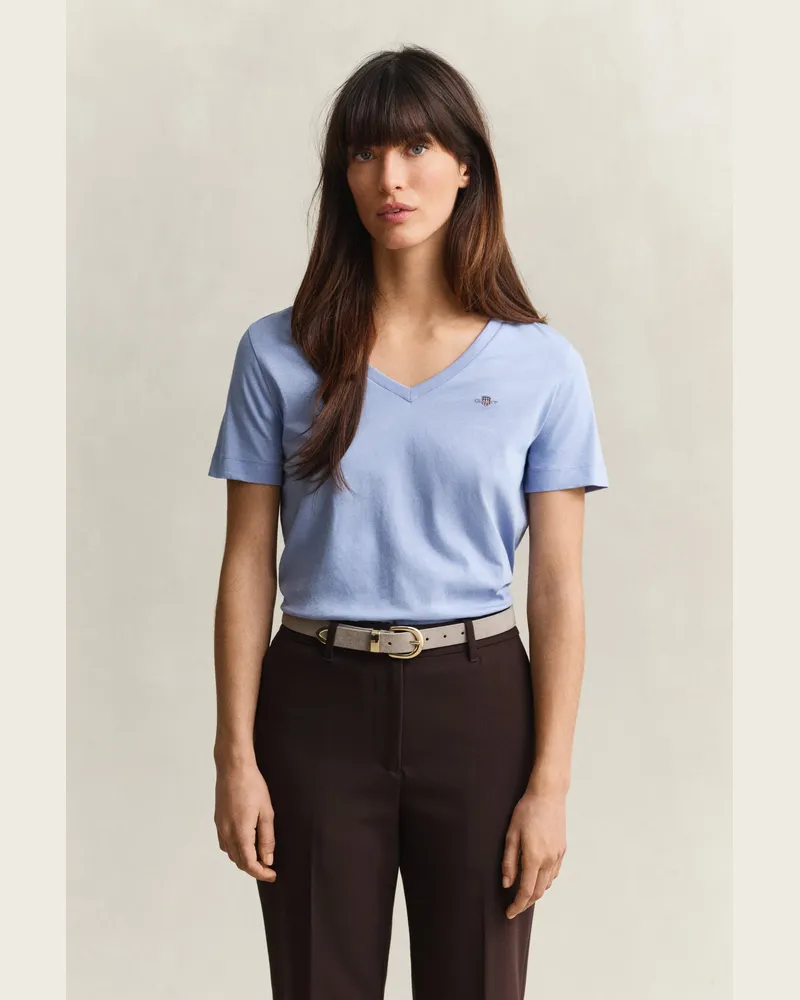 Gant Damen Shield V-Neck T-Shirt MISTY LAVENDER Misty