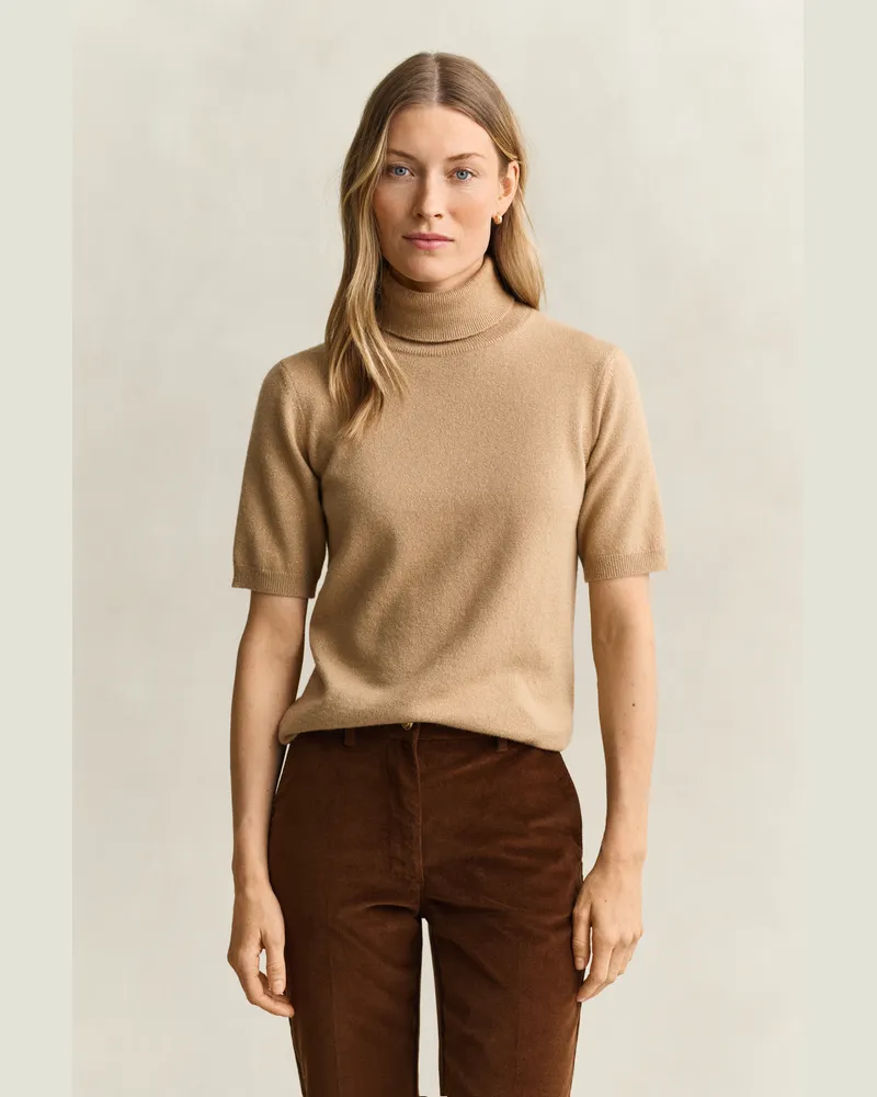 Gant Damen Rollkragenpullover aus Metallic-Wollgemisch CARAMEL Braun Caramel