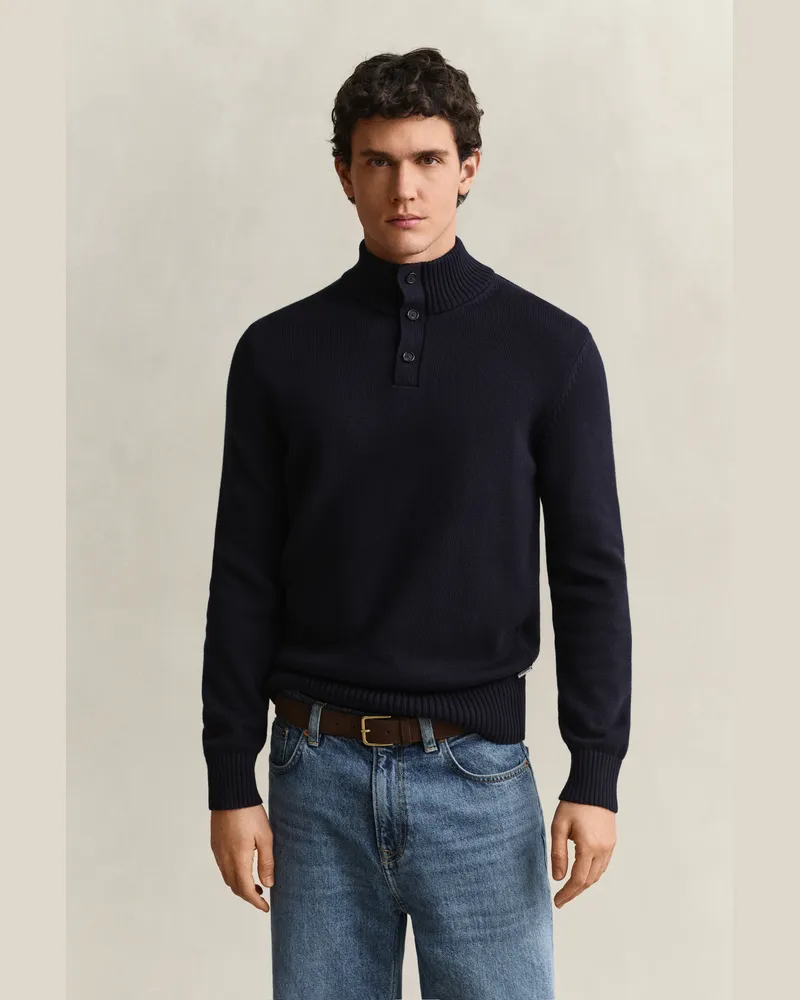 Gant Herren Geknöpfter Pullover aus Supima-Baumwolle EVENING Blau Evening