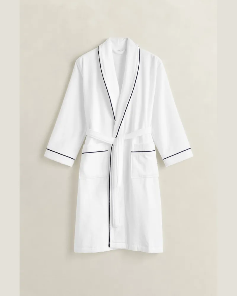 Gant Wohnaccessoires Velours Bademantel Weiß Weiß