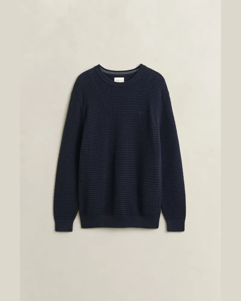 Gant Herren Strukturierter Rundhalspullover EVENING Blau Evening