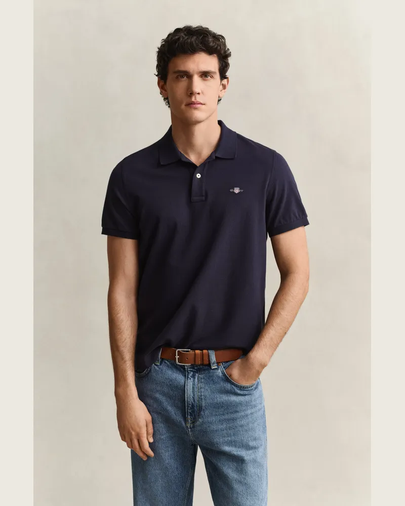 Gant Herren Classic Regular Fit Poloshirt EVENING Blau Evening