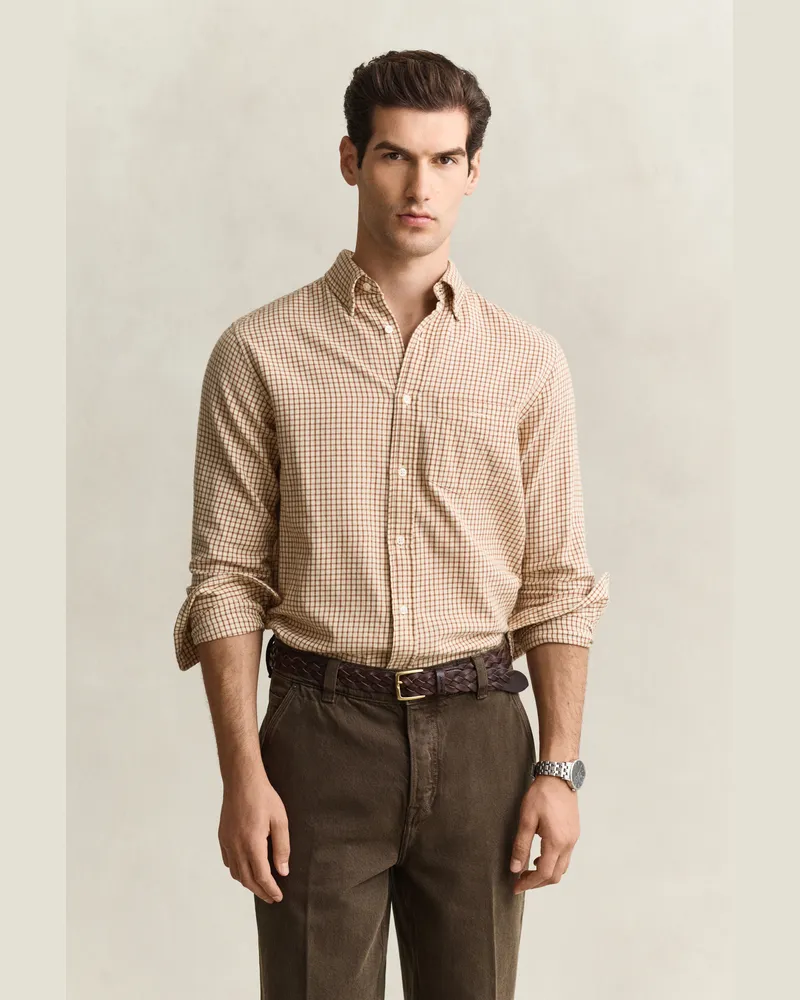 Gant Herren Windblown Flanel Karohemd CARAMEL Braun Caramel