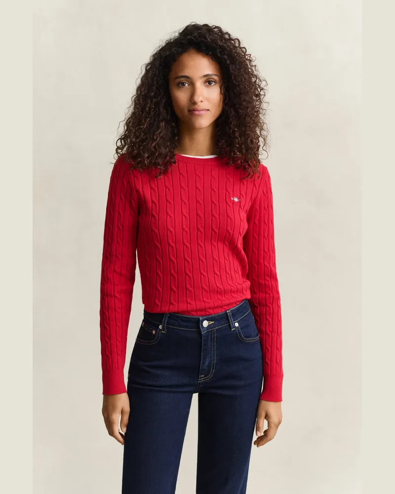 Gant Damen Classic Zopfstrickpullover RUBY Rot Ruby