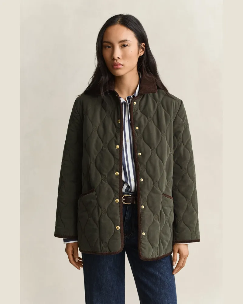 Gant Damen Monogram Steppjacke DARK MOSS Grün Dark