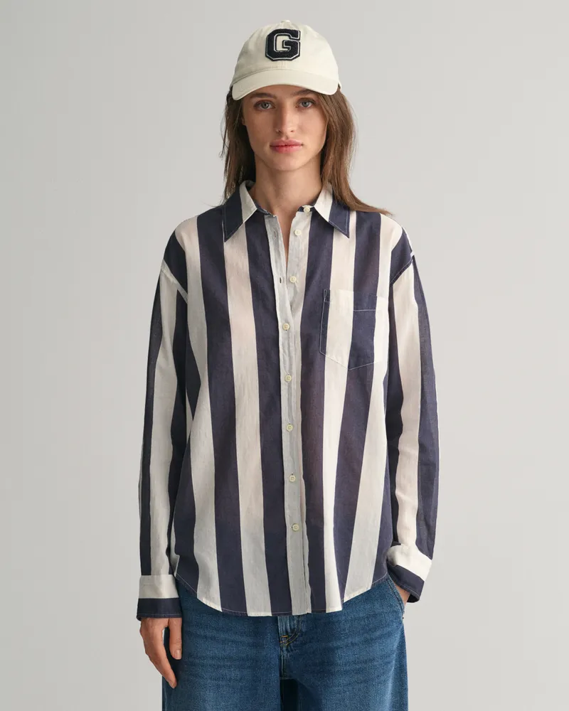 Gant Damen Relaxed Fit Bluse mit Sonnenschirmstreifen 