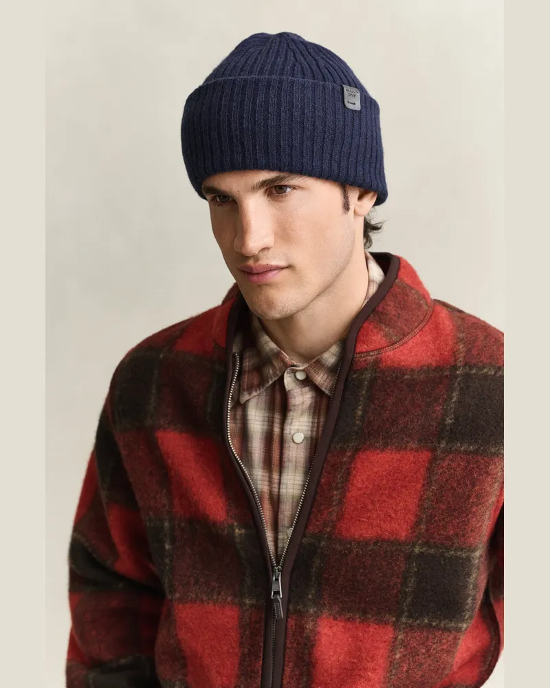 Gant Herren Beanie aus Lambswool EVENING Blau Evening