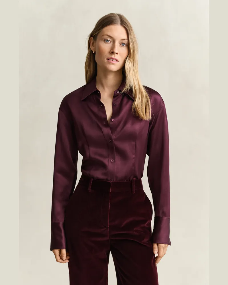Gant Damen Slim Fit Bluse DARKENED WINE Darkened