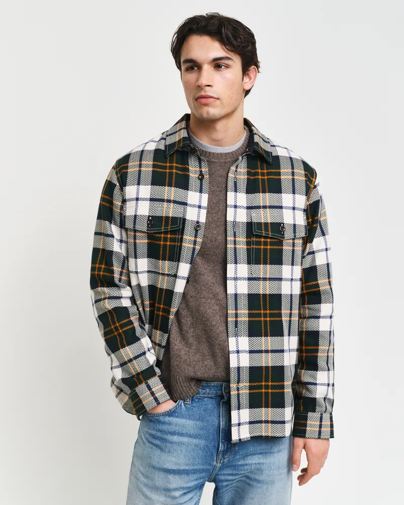 Gant Herren Herringbone Hemdjacke mit Karomuster 