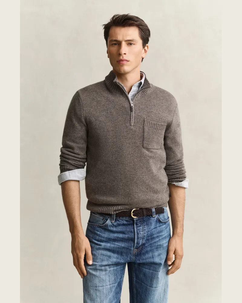 Gant Herren Troyer aus Kaschmir STONE MELANGE Stone