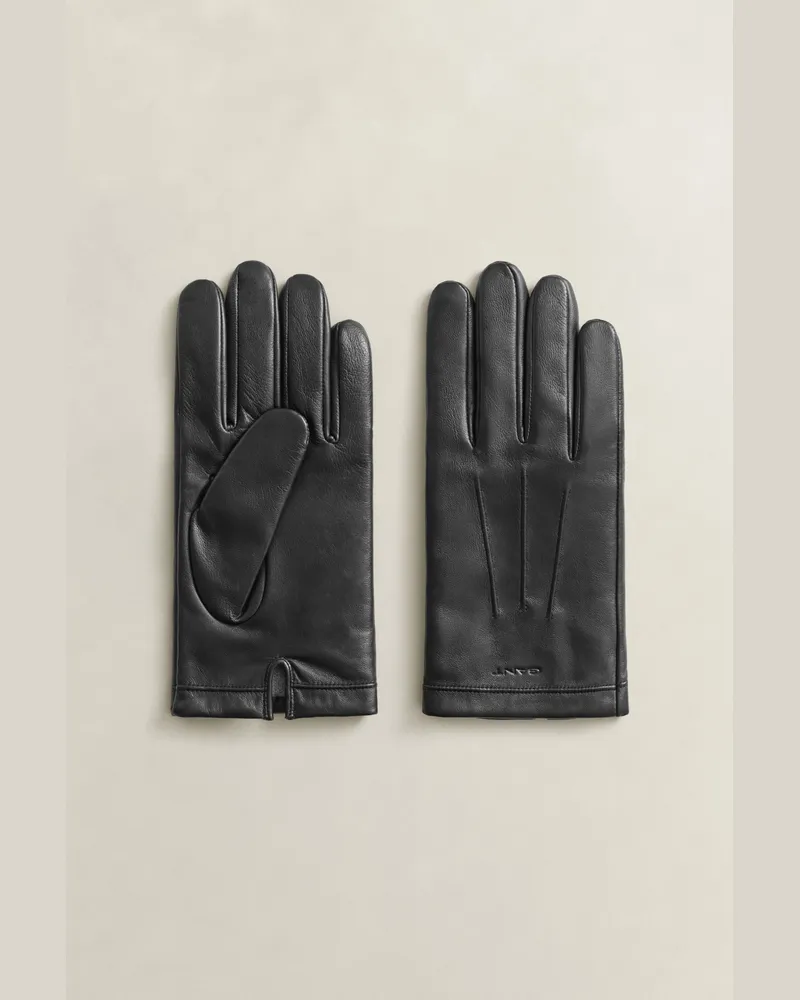 Gant Herren Lammlederhandschuhe mit Kaschmirfutter Schwarz Schwarz