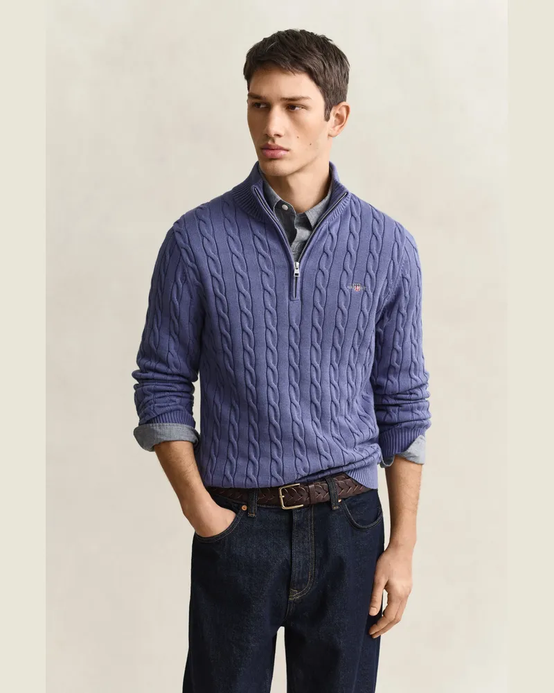 Gant Herren Zopfstrick Troyer aus Baumwolle Blau HORIZON Blau