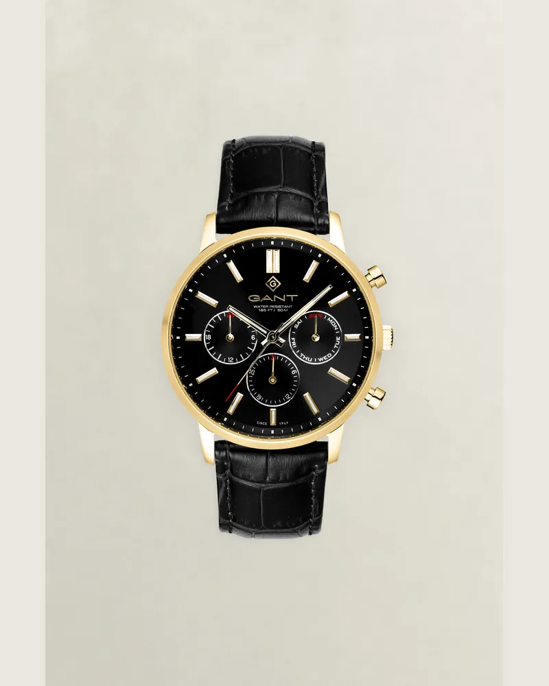 Gant Herren East Hill Day-Date Armbanduhr Schwarz Schwarz