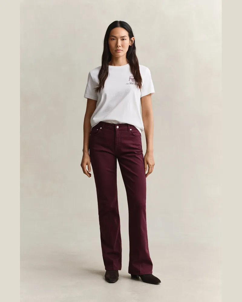 Gant Damen Farbige Slim Fit Jeans mit ausgestelltem Bein DARKENED WINE Darkened