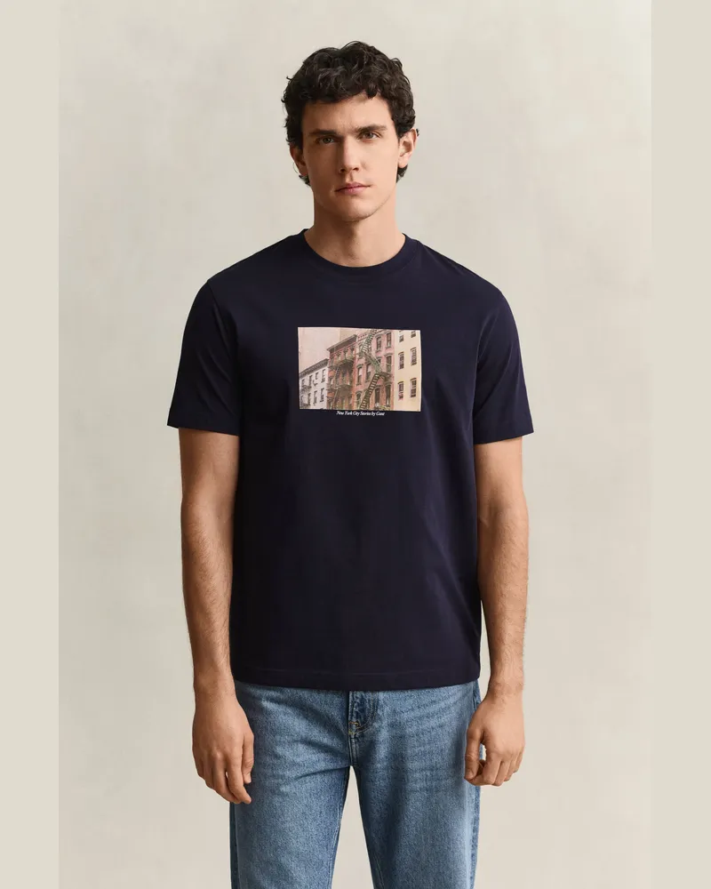 Gant Herren Seasonal Graphic T-Shirt EVENING Blau Evening
