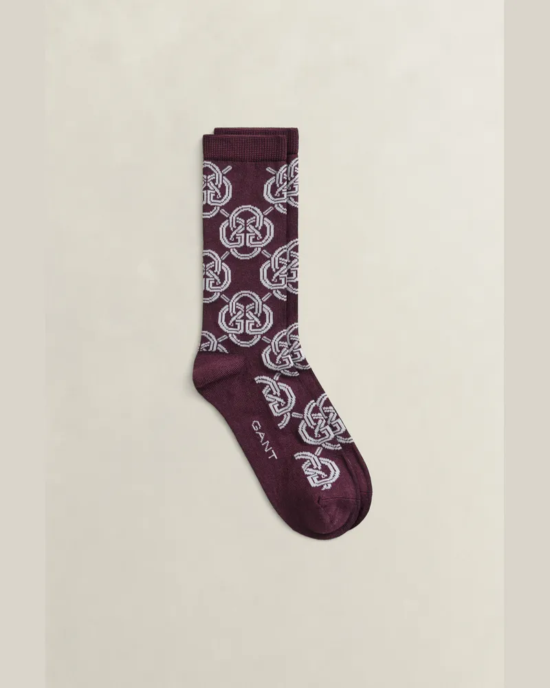 Gant Damen Monogram Socken DARKENED WINE Darkened