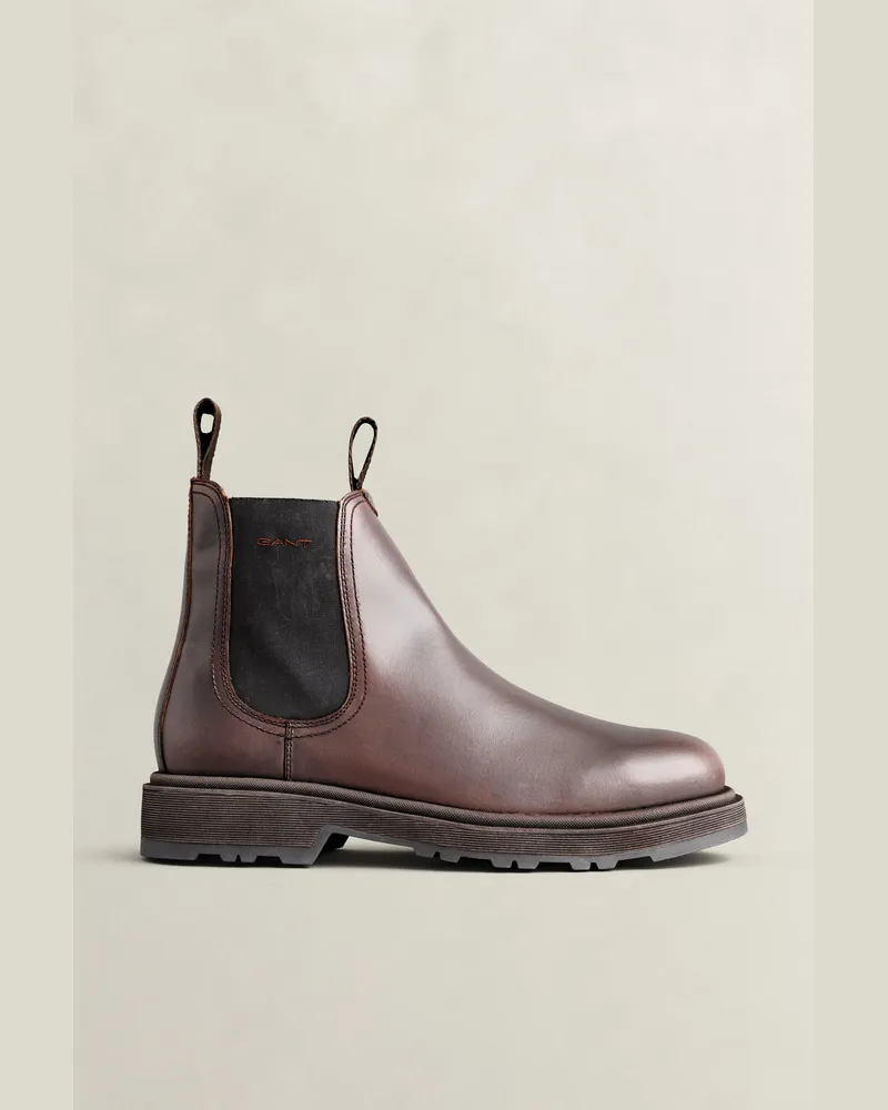 Gant Herren Blisdor Chelsea Boot aus Leder DARK Braun Dark