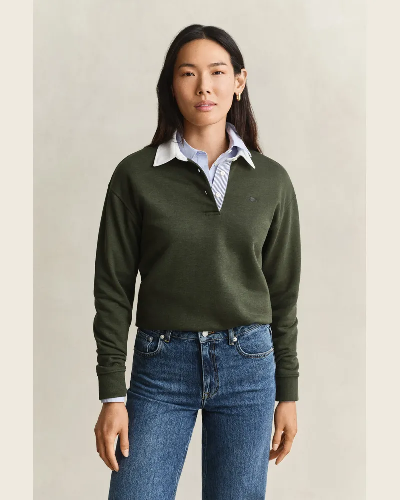 Gant Damen Rugger Sweatshirt MOSSY Grün Mossy