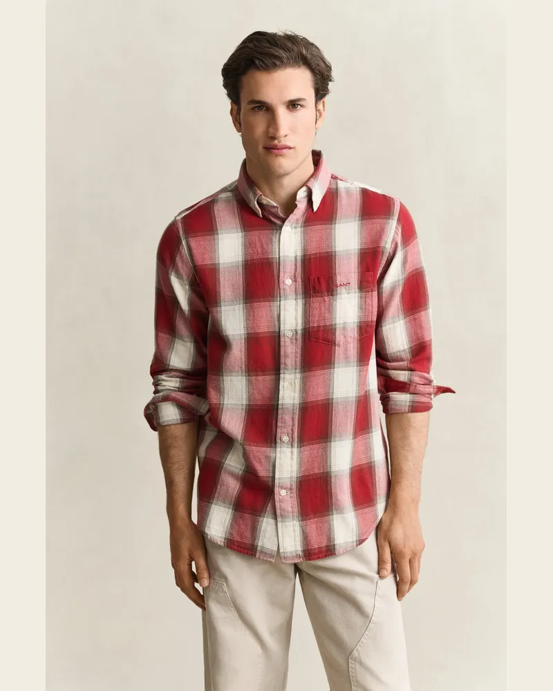 Gant Herren Windblown Flanel Karohemd MAHOGANY ORANGE Mahogany