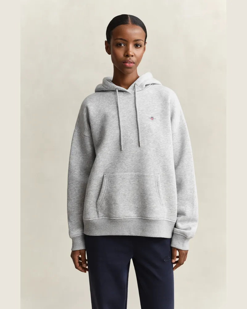 Gant Damen Shield Hoodie LIGHT Grau MELANGE Light