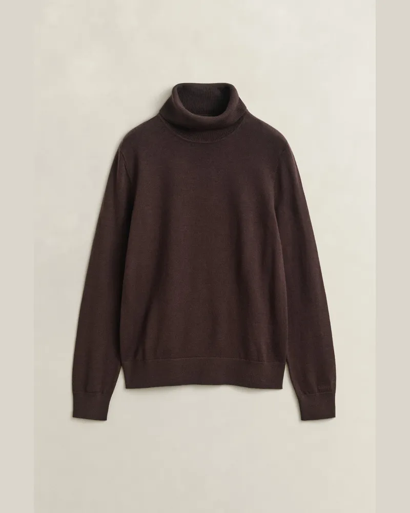 Gant Damen Rollkragenpullover aus extrafeiner Merinowolle DEEP Braun Deep