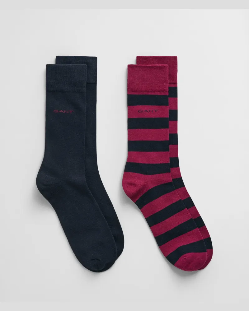 Gant Herren 2er-Pack Socken Blockstreifen & Einfarbig 