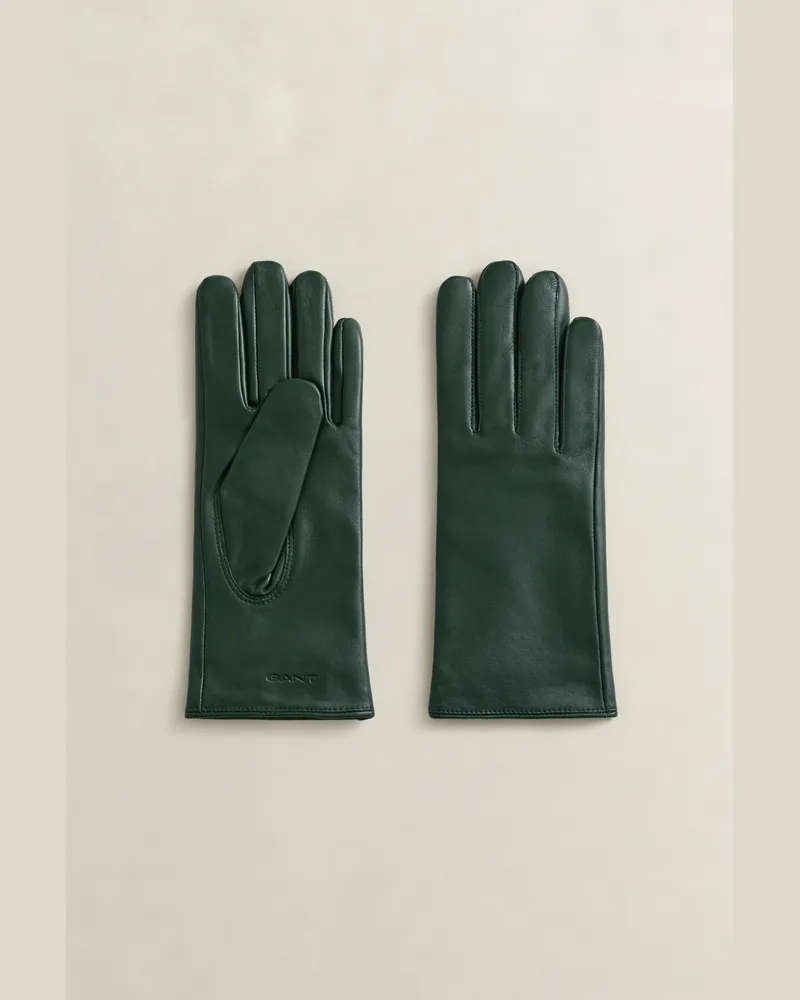 Gant Damen Lederhandschuhe mit Kaschmirfutter MOSSY Grün Mossy