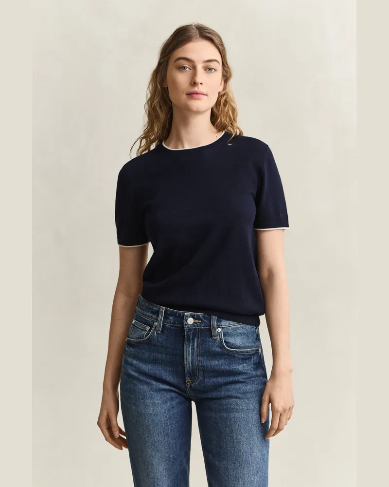 Gant Damen Kurzarmpullover EVENING Blau Evening