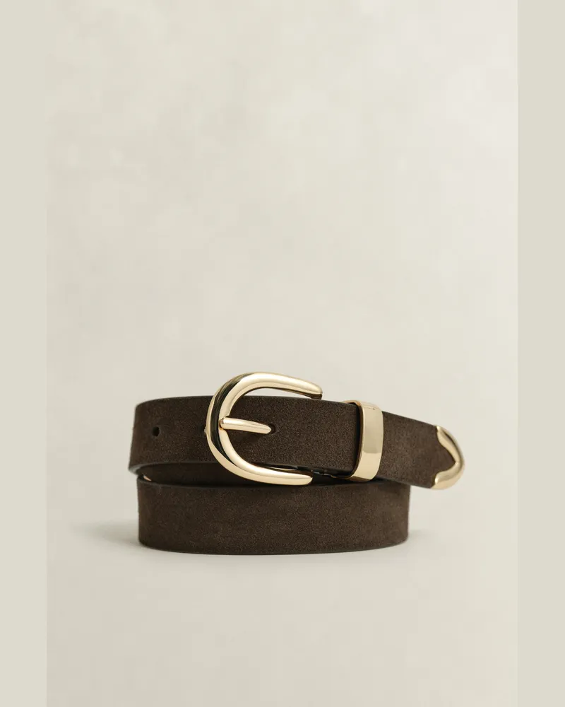 Gant Damen Veloursledergürtel mit Metalldetails DEEP Braun Deep