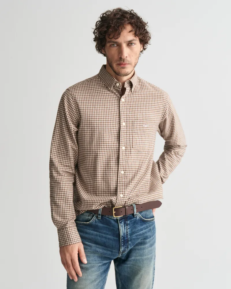Gant Herren Regular Fit Flanell Hemd mit Mini-Karomuster 