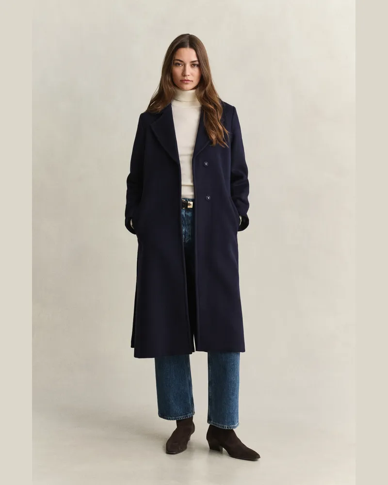 Gant Damen Mantel mit Gürtel aus Wollmix EVENING Blau Evening