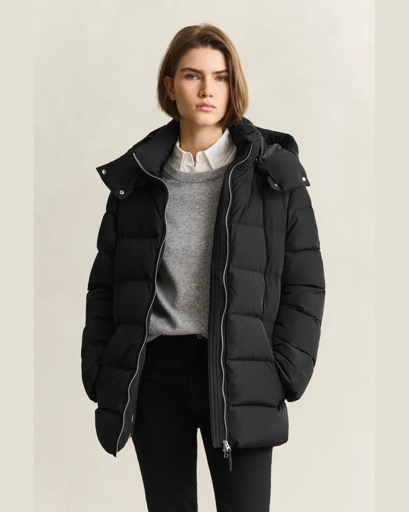 Gant Damen Mittelschwere Daunenjacke Schwarz Schwarz