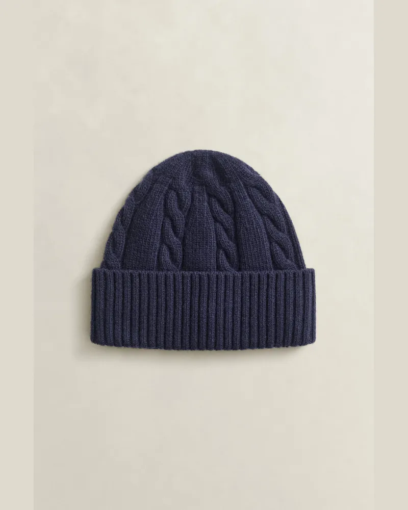 Gant Herren Zopfstrick-Beanie aus Lambswool EVENING Blau Evening