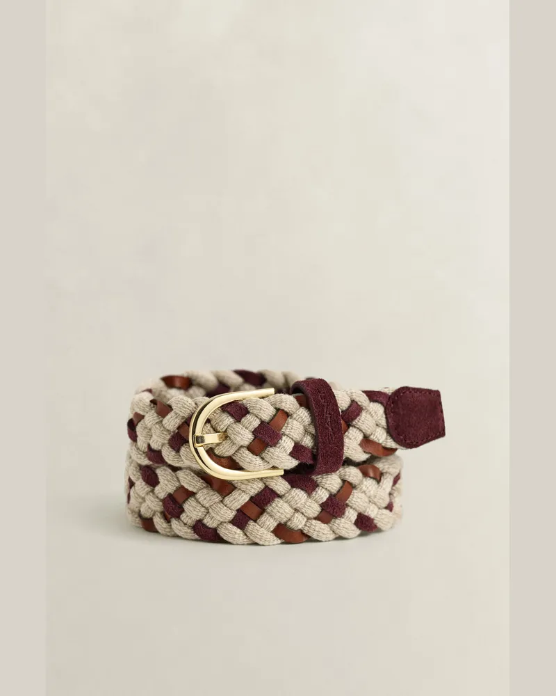 Gant Damen Geflochtener Gürtel aus Ledermix DARKENED WINE Darkened