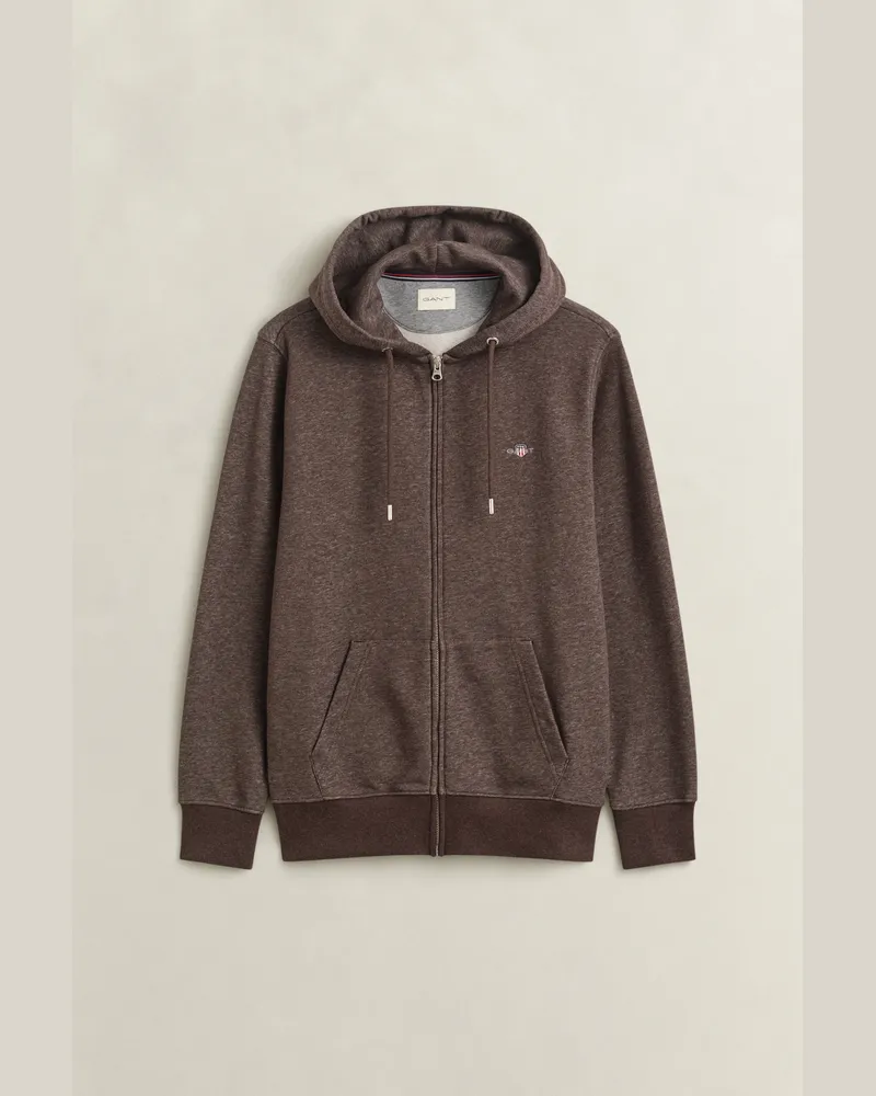 Gant Herren Shield Sweatjacke Schwarz Braun MELANGE Schwarz