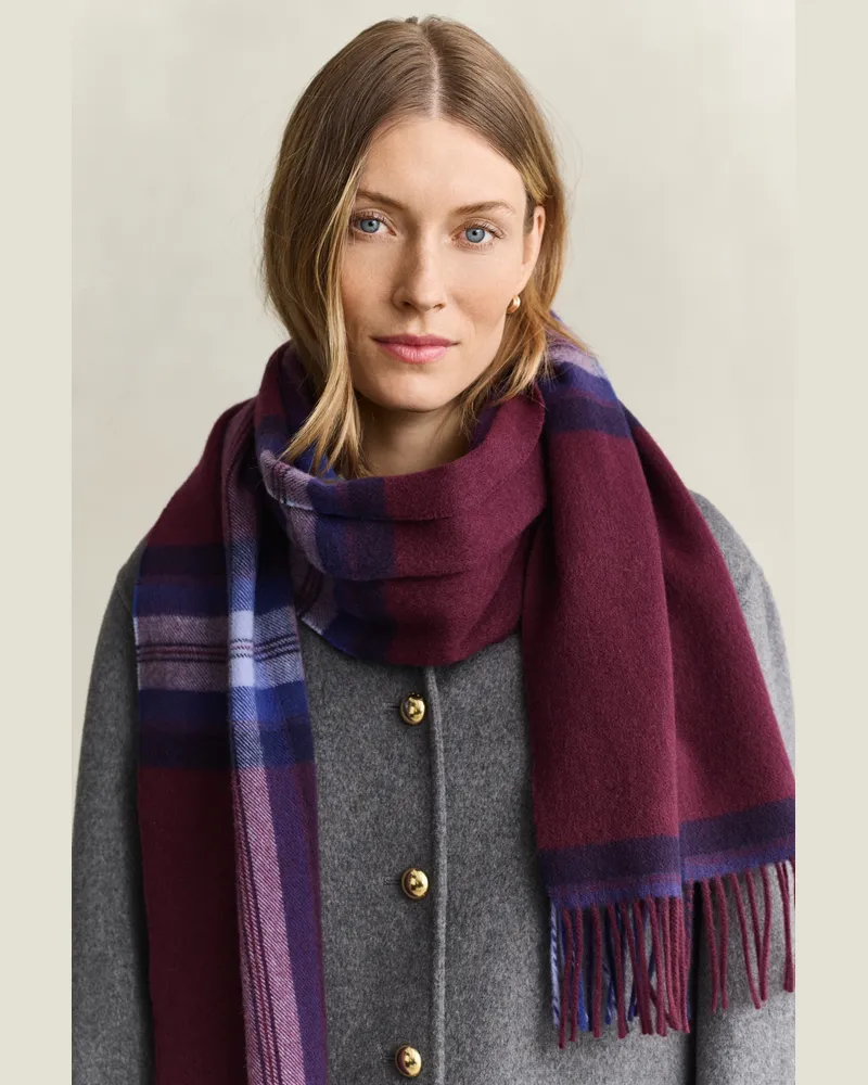 Gant Damen Wollschal mit Tartan-Muster DARKENED WINE Darkened