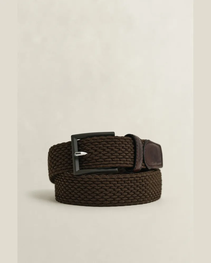 Gant Herren Tonal Flechtgürtel Schwarz Braun Schwarz