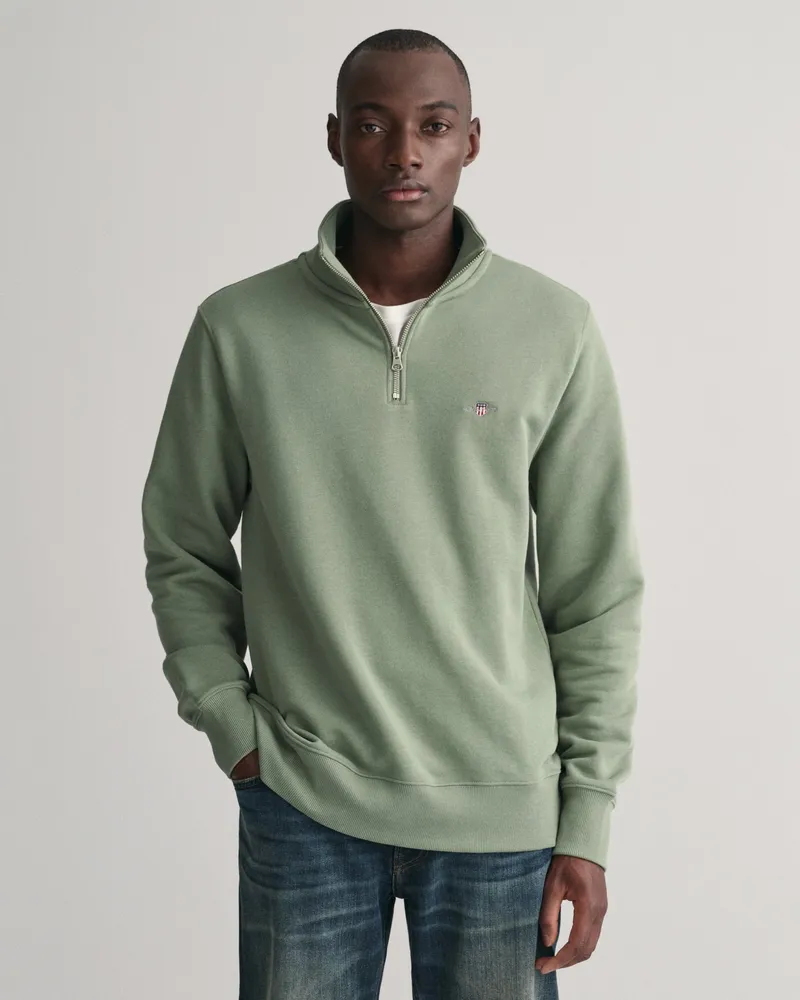 Gant Herren Shield Sweatshirt mit halblangem Reißverschluss 