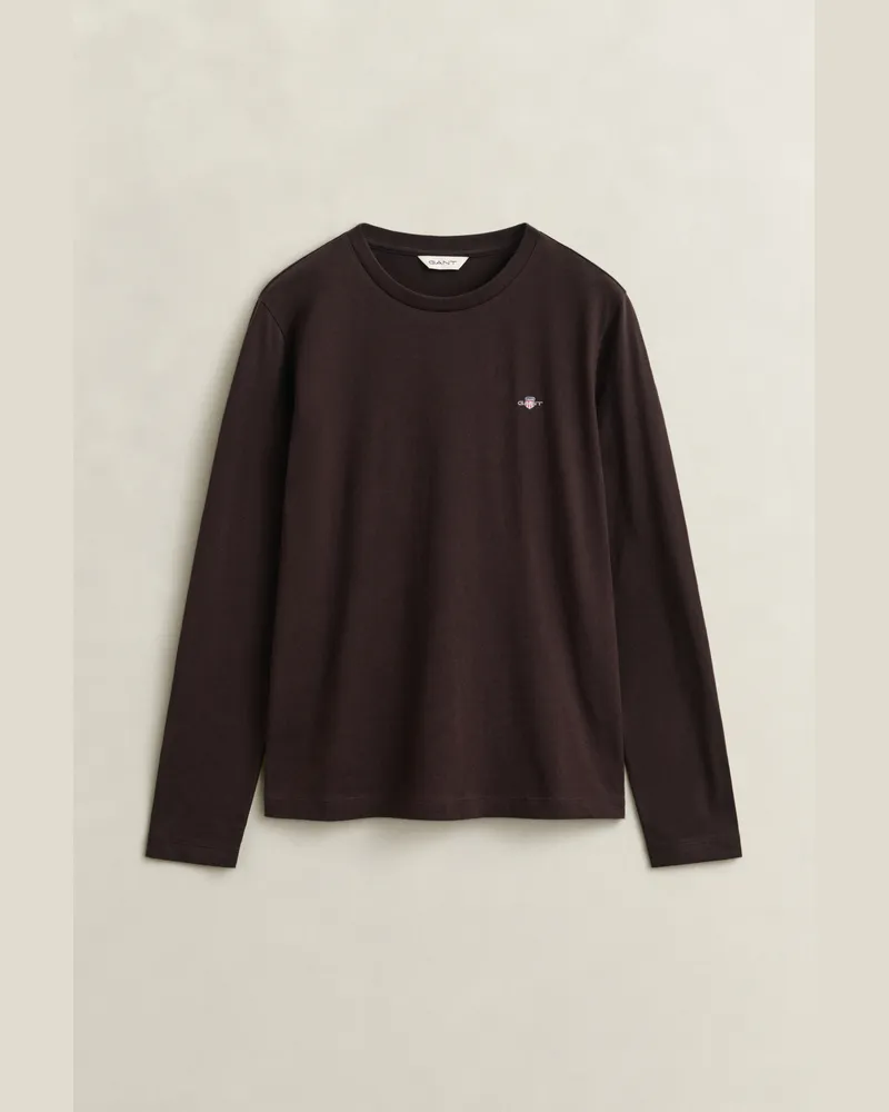 Gant Damen Shield Langarm-T-Shirt DEEP Braun Deep
