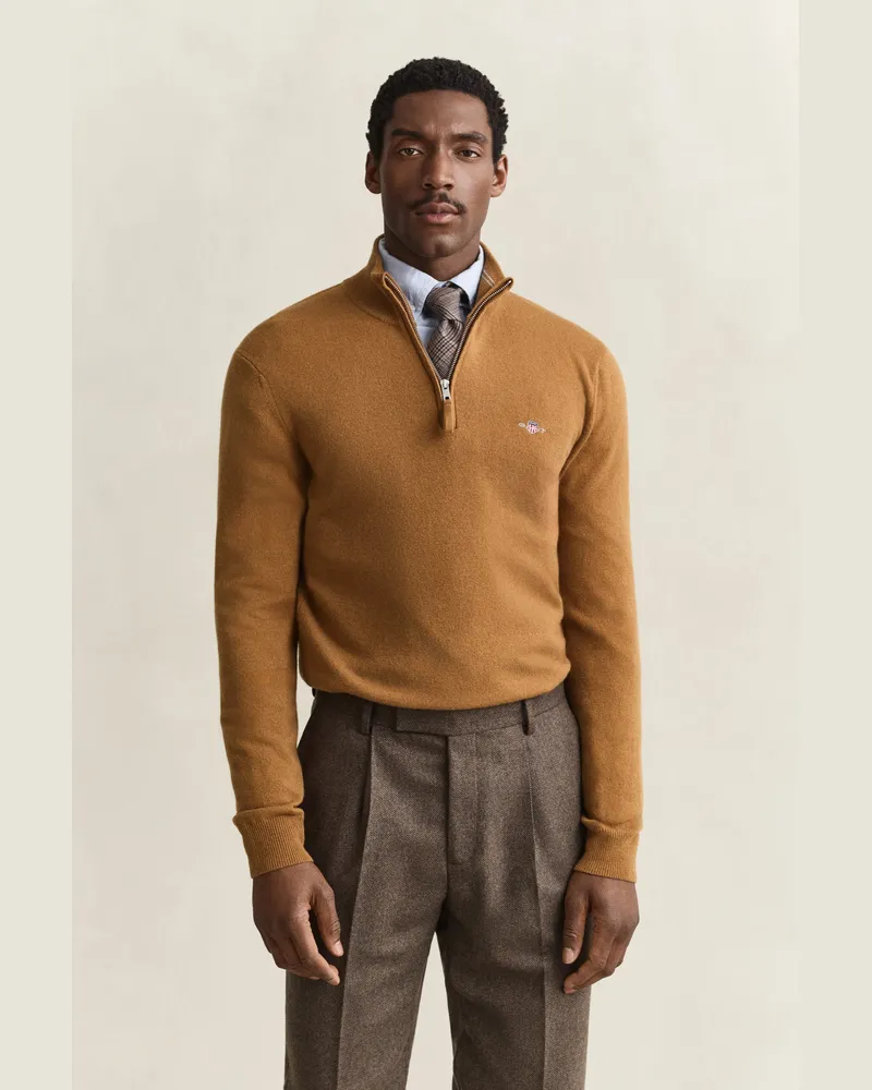 Gant Herren Troyer aus Lambswool CARAMEL Braun Caramel