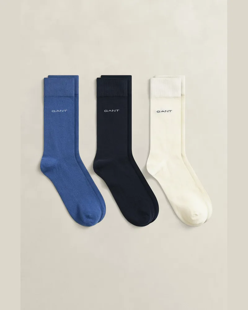 Gant Herren Dreierpack Baumwollsocken VINTAGE Blau Vintage