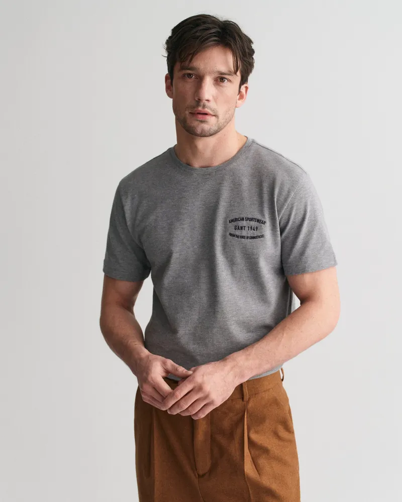 Gant Herren Piqué T-Shirt mit kleiner Grafik 