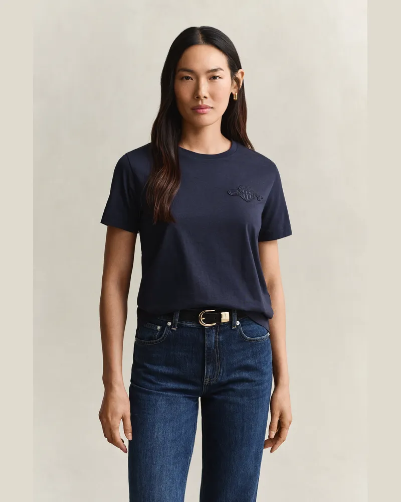 Gant Damen Tonal Shield T-Shirt EVENING Blau Evening